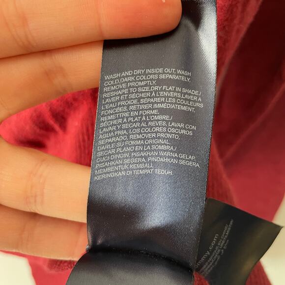 Tommy Hilfiger The Cotton Mix V-Neck Sweater Red Pima Cotton Cashmere Blend S L - Picture 5 of 7